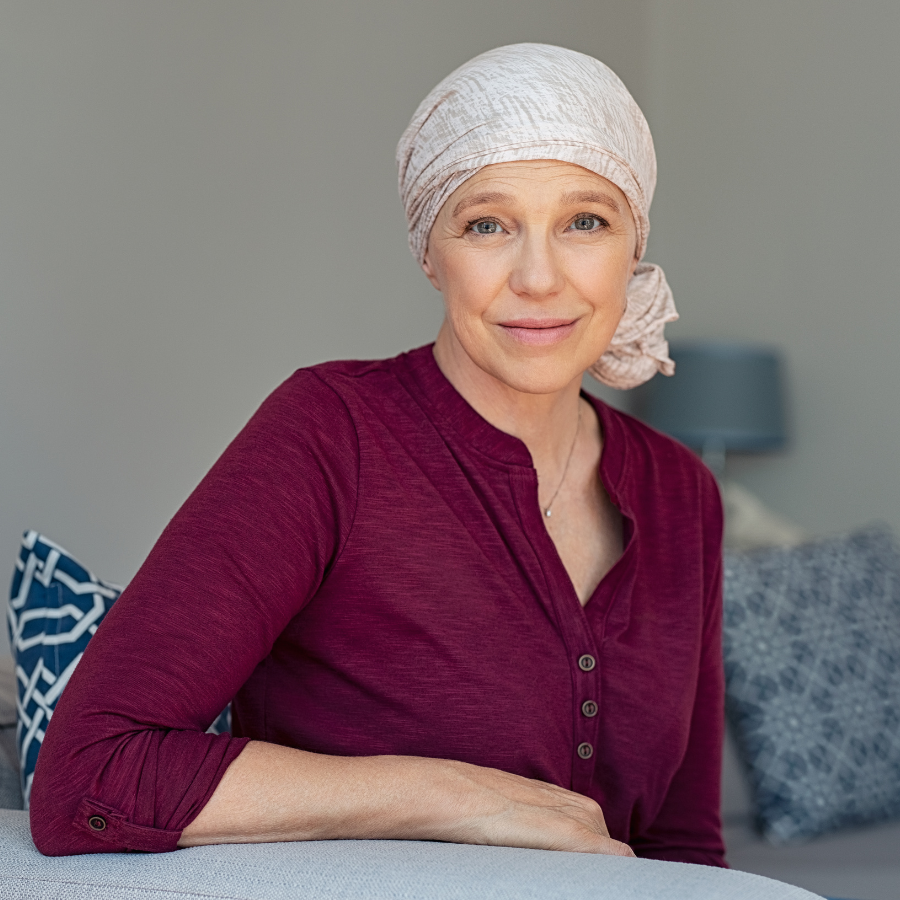 Skincare after cancer treatment for middle-aged woman